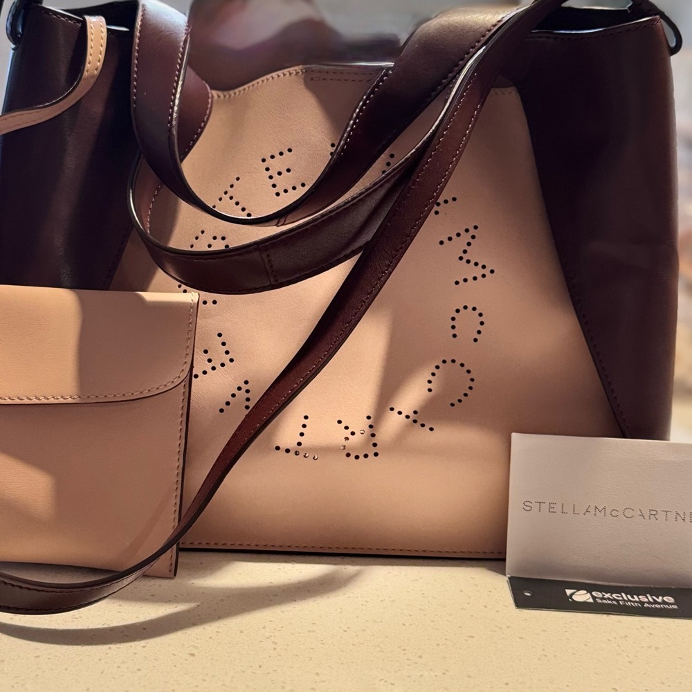 Stella McCartney Brown and Tan Tote Bag with Structured Design
